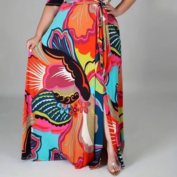 Women's Plus Size Elegant Long Evening Maxi Summer Wrap Dress 18W - 222W - Picture 3 of 12